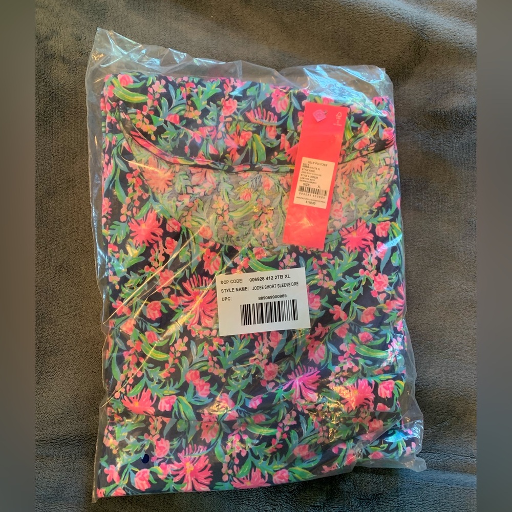 Lilly Pulitzer Jodee Dress in Low Tide Navy Garden Variety